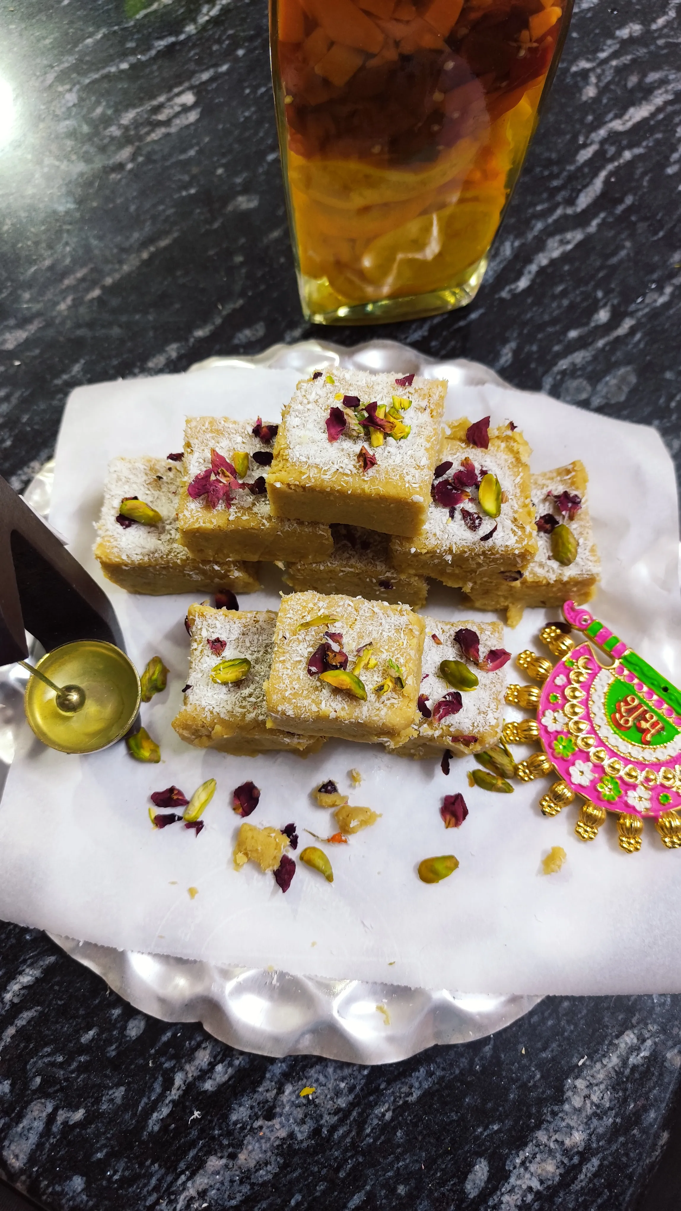 Coconut Rose Gur Kalakand 